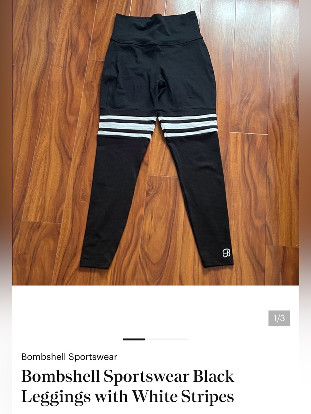 Bombshell Sportswear Black Leggings with White Stripe Detail